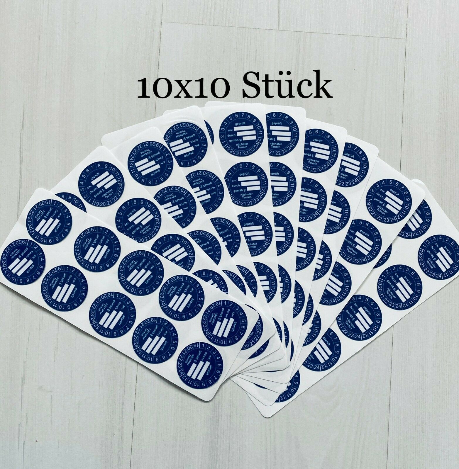 10 x 10 Prüfsiegel als NFC-NTAG215 Sticker zum Aufkleben auf nicht metall. Flächen